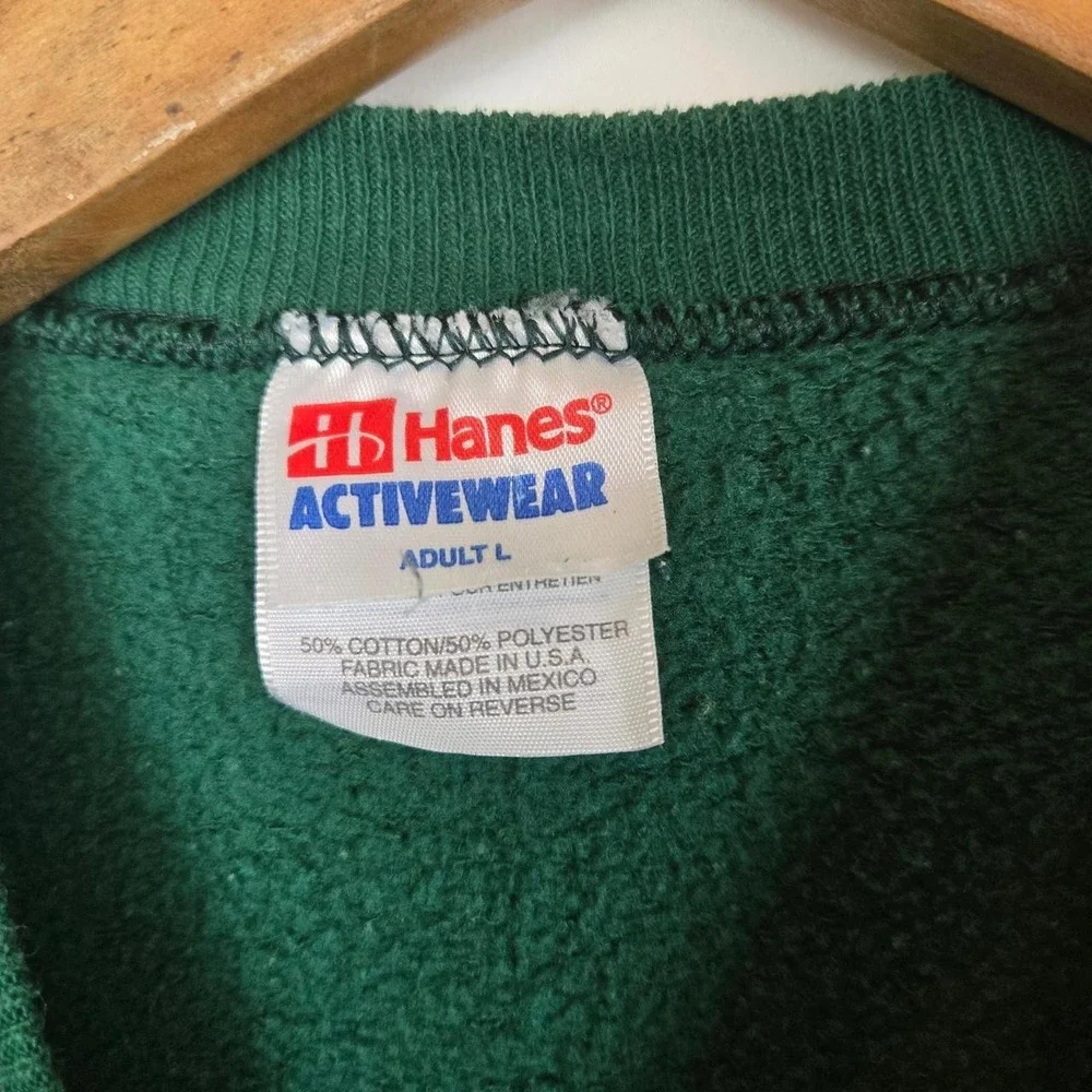 Vintage green basketball crewneck sweatshirt unisex size L by Hanes - Picture 5 of 6